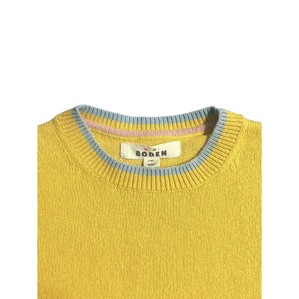 Mini Boden Sweater Girls Yellow Mustard Hedgehog Knit‎ Size 128/8 Cute